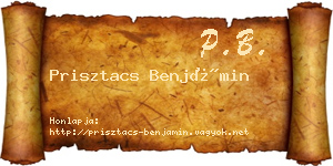 Prisztacs Benjámin névjegykártya